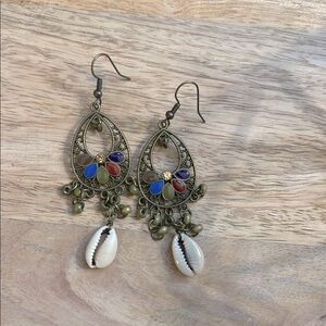 3/$10 Earrings - Dangle Shell with Multicolor Details